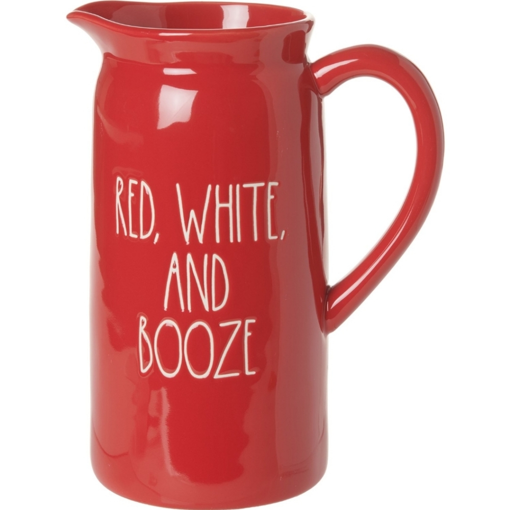 Rae Dunn Red White & Booze Pitcher to Pour Hot or Cold Drinks Beverage Drink